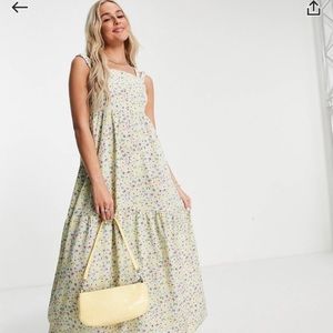 Beautiful floral green summer maxi dress